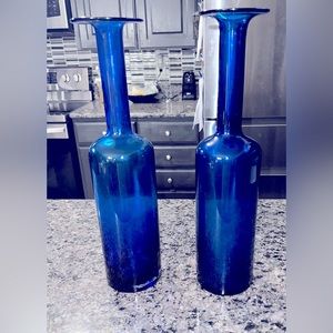 Matching blue vases